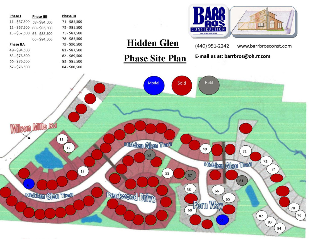 HIDDEN GLEN MAP Barr Brothers Homes